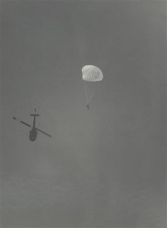 (PARACHUTE JUMP) A 200-foot roll featuring hundreds of consecutively printed photographs, following the sequence of a parachutists jum
